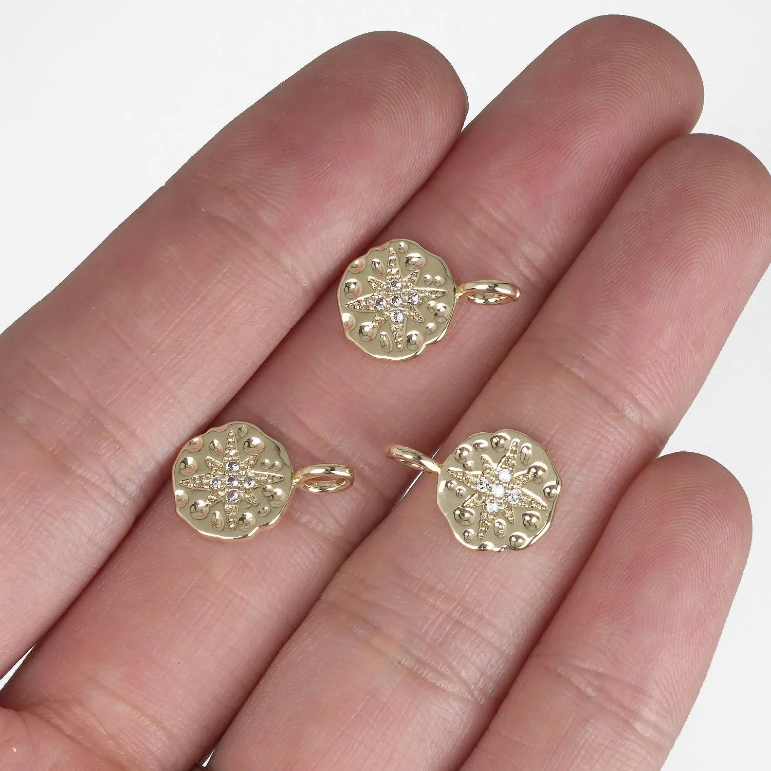 14k Gold Filled Northstar Charm 10mm Round Zircon Charm Necklace Charm Jewelry Making 10331750