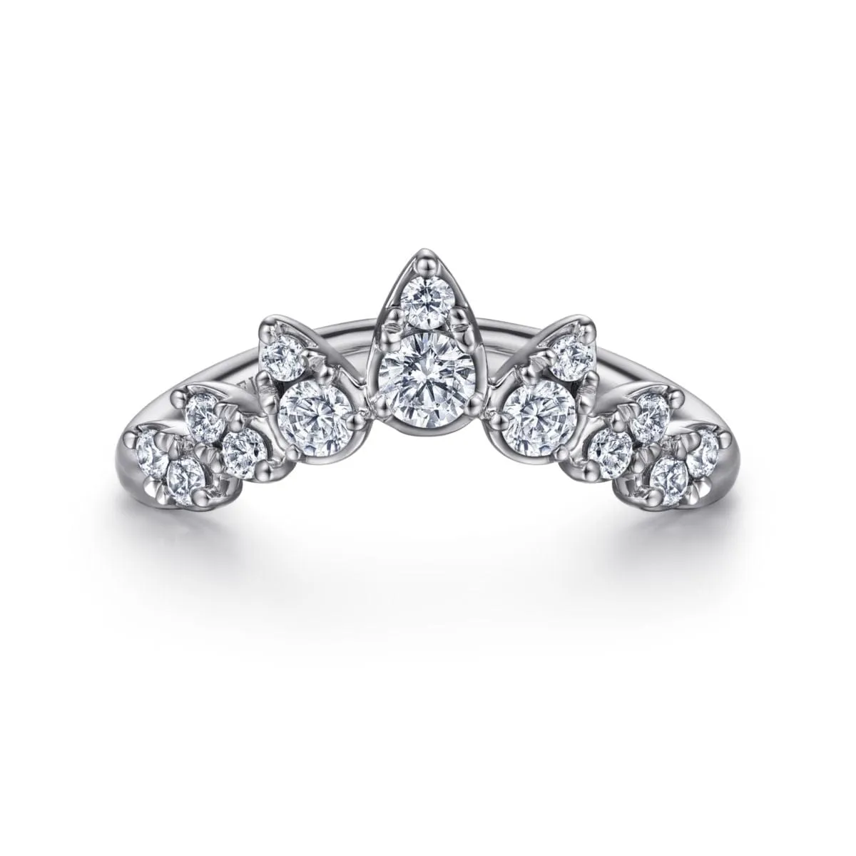 14K White Gold Diamond Burst Curved Ring - LR52192W45JJ