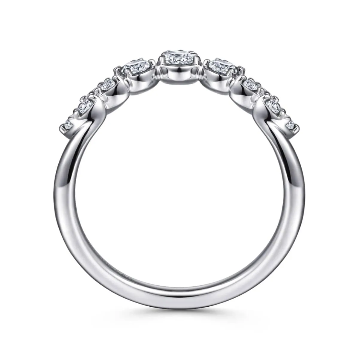 14K White Gold Diamond Burst Curved Ring - LR52192W45JJ