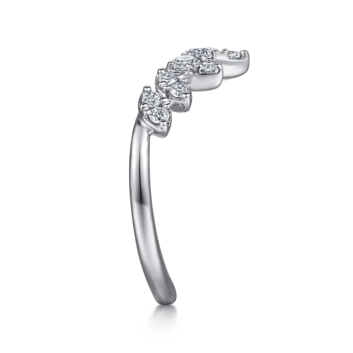 14K White Gold Diamond Burst Curved Ring - LR52192W45JJ