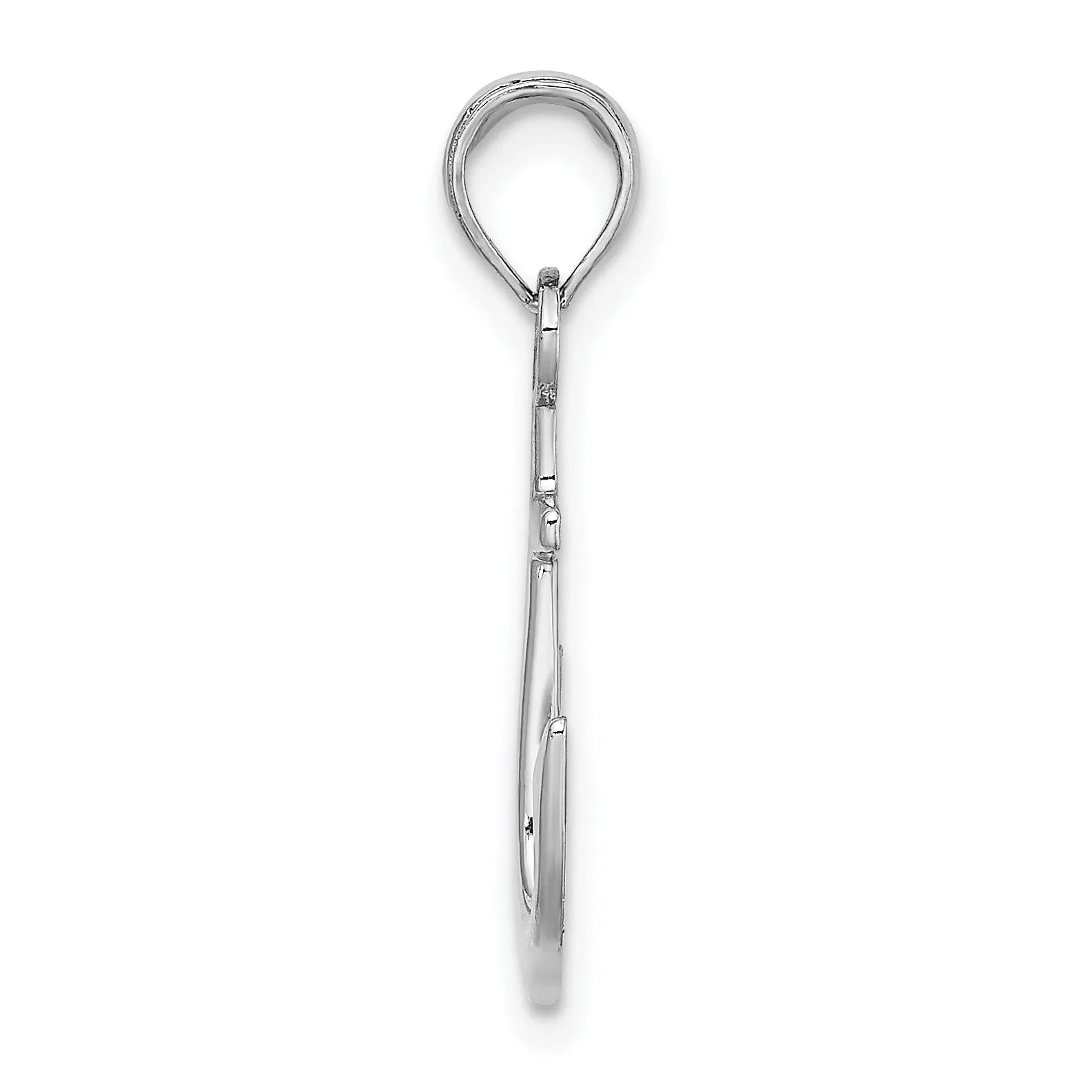 14k White Gold Polished Finish Solid Anchor Charm Pendant