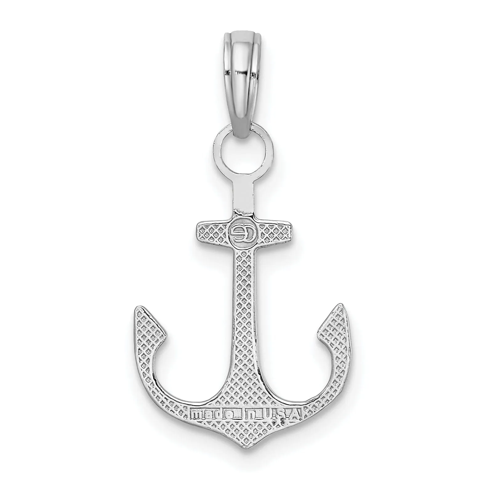14k White Gold Polished Finish Solid Anchor Charm Pendant