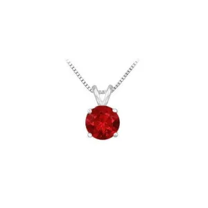 14K White Gold Prong Set Natural Ruby Solitaire Pendant 0.50 CT TGW