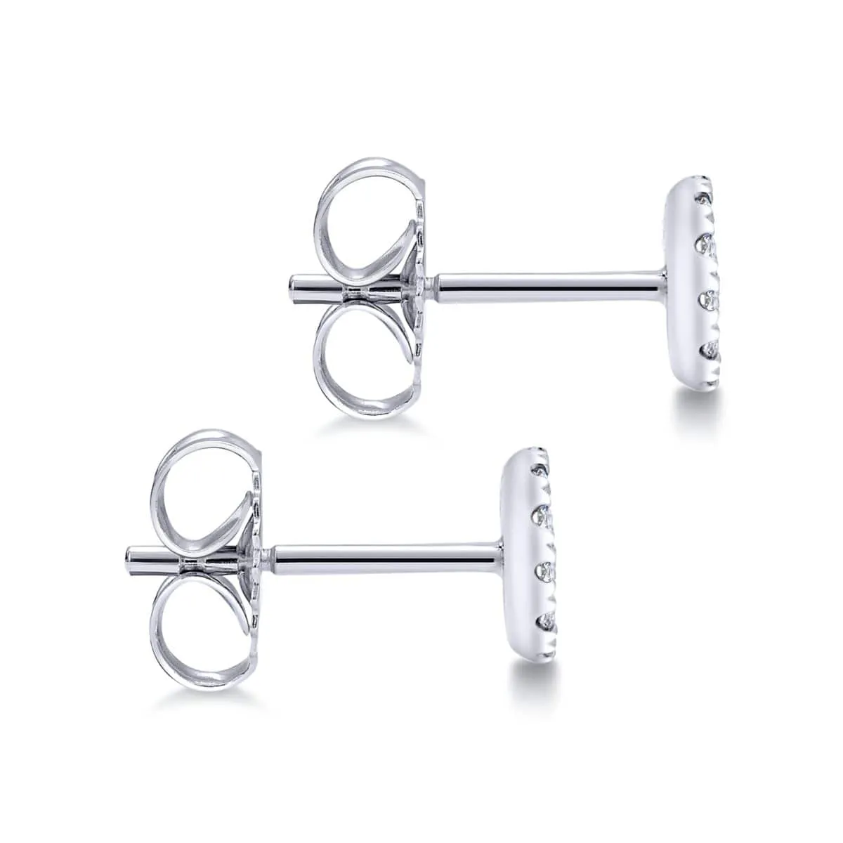 14K White Gold Round Pavé Diamond Stud Earrings - EG12967W45JJ