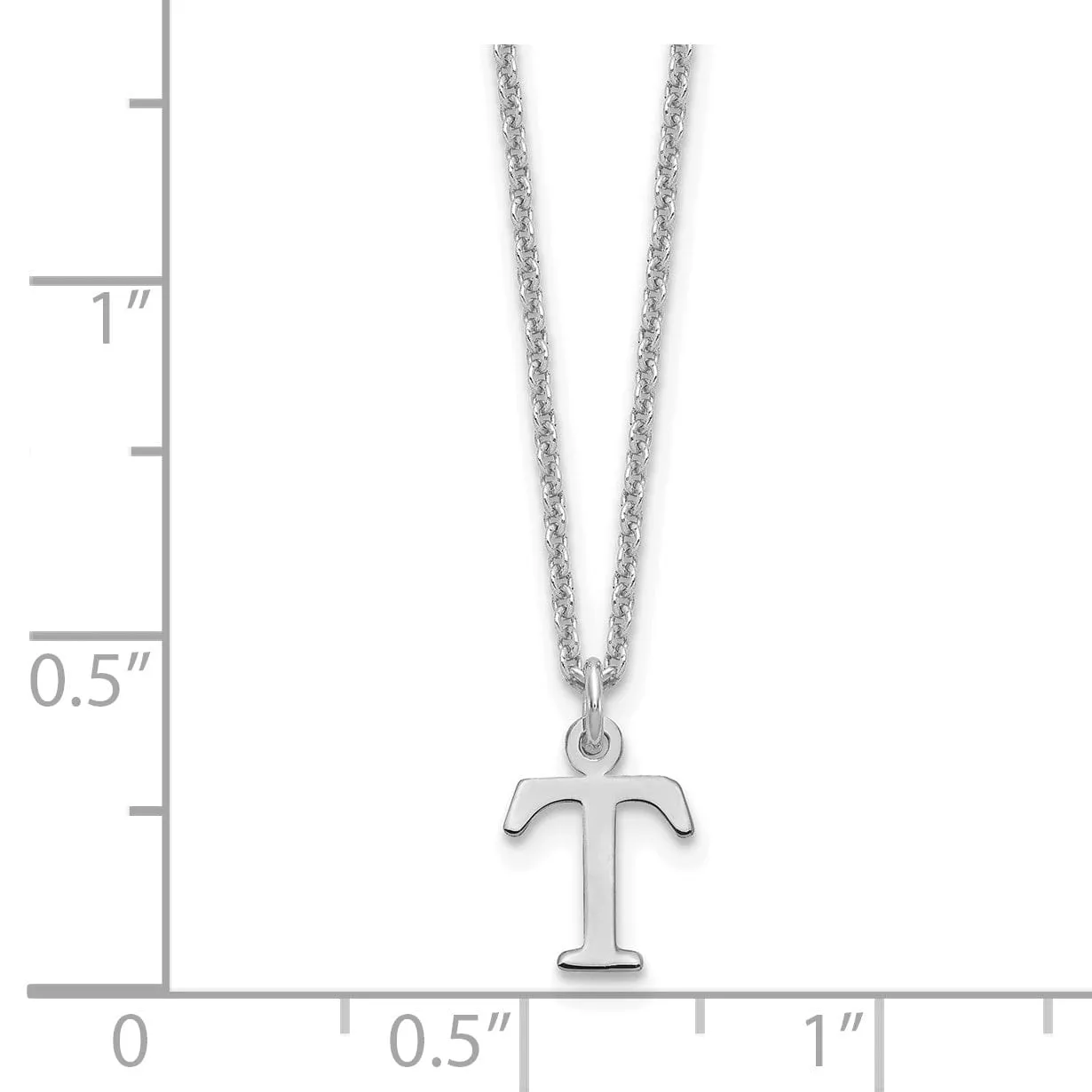 14k White Gold Tiny Cut Out Block Letter U Initial Pendant and Necklace