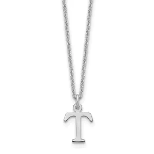 14k White Gold Tiny Cut Out Block Letter U Initial Pendant and Necklace