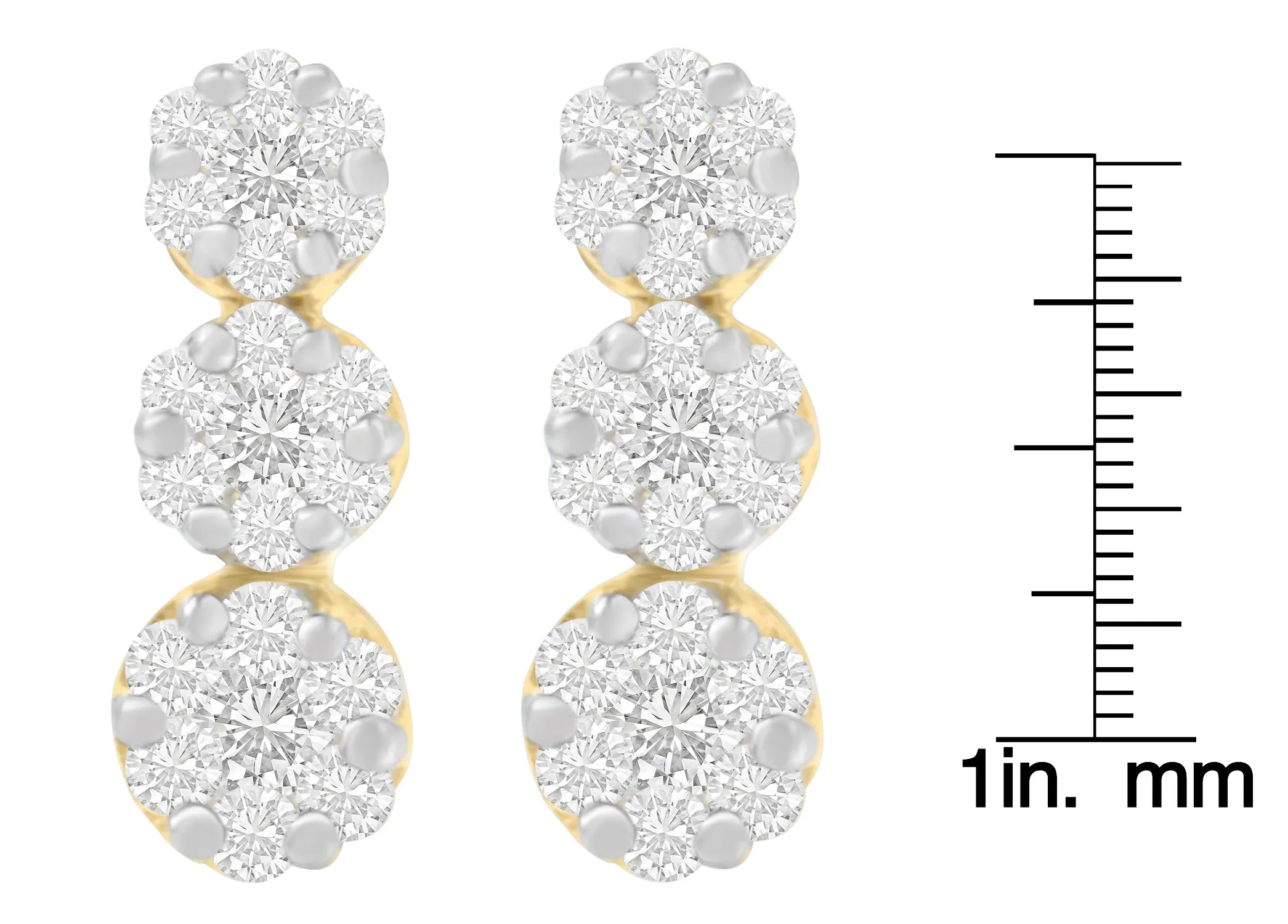 14K Yellow Gold 1 1/2 cttw Round Cut Diamond Earrings