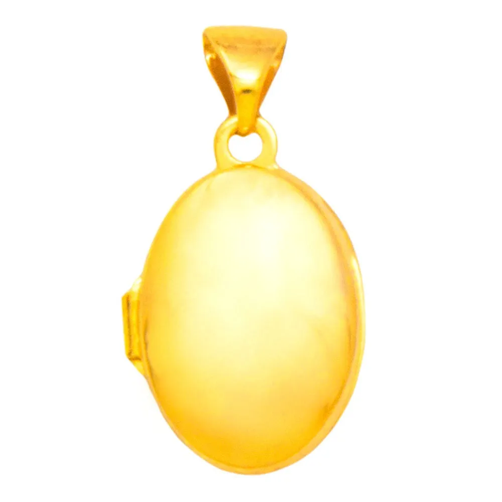 14K Yellow Gold Classic Oval Locket Pendant, 16mm x 13mm