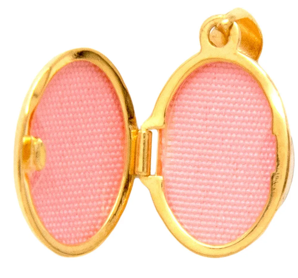 14K Yellow Gold Classic Oval Locket Pendant, 16mm x 13mm