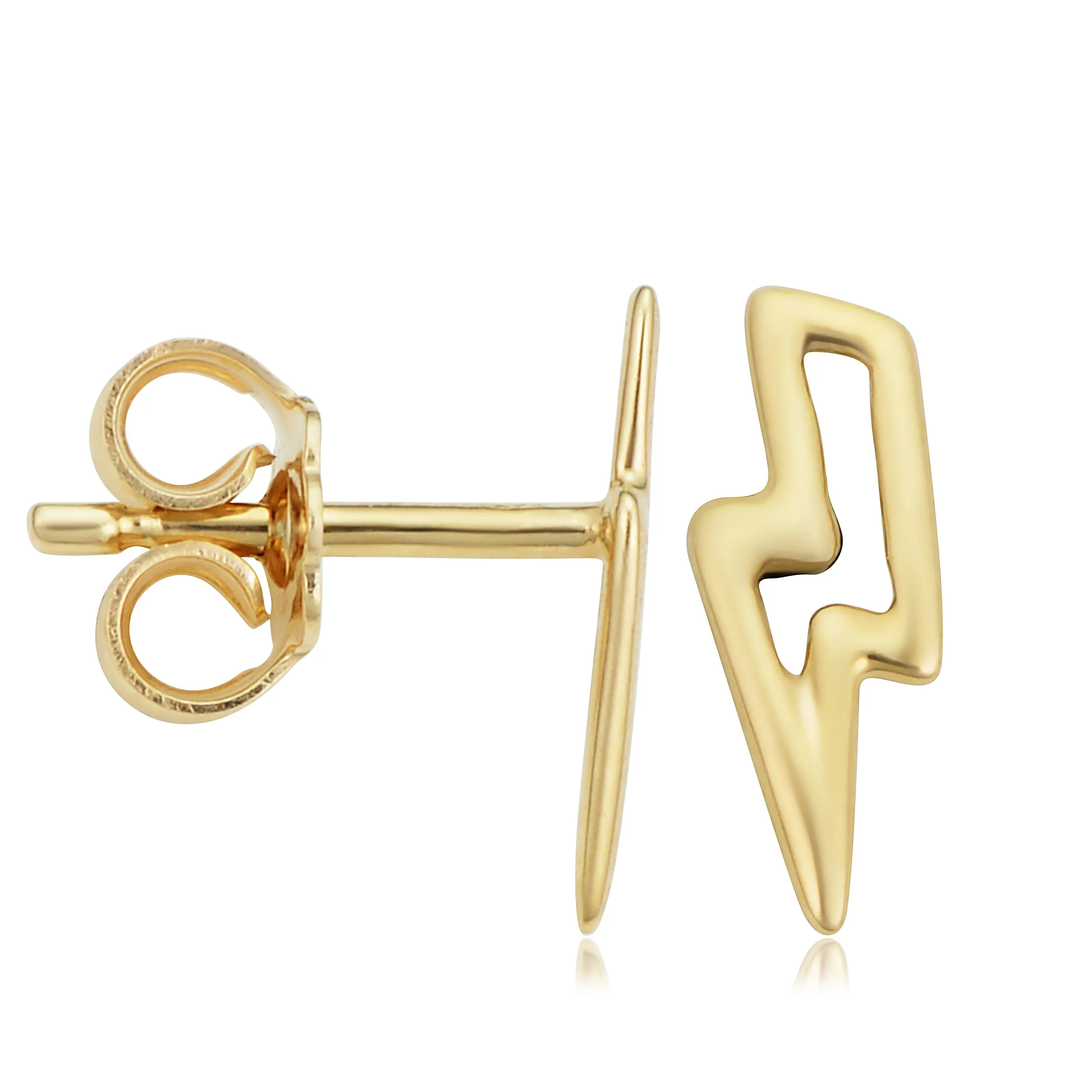 14k Yellow Gold Lightning Bolt Stud Earrings