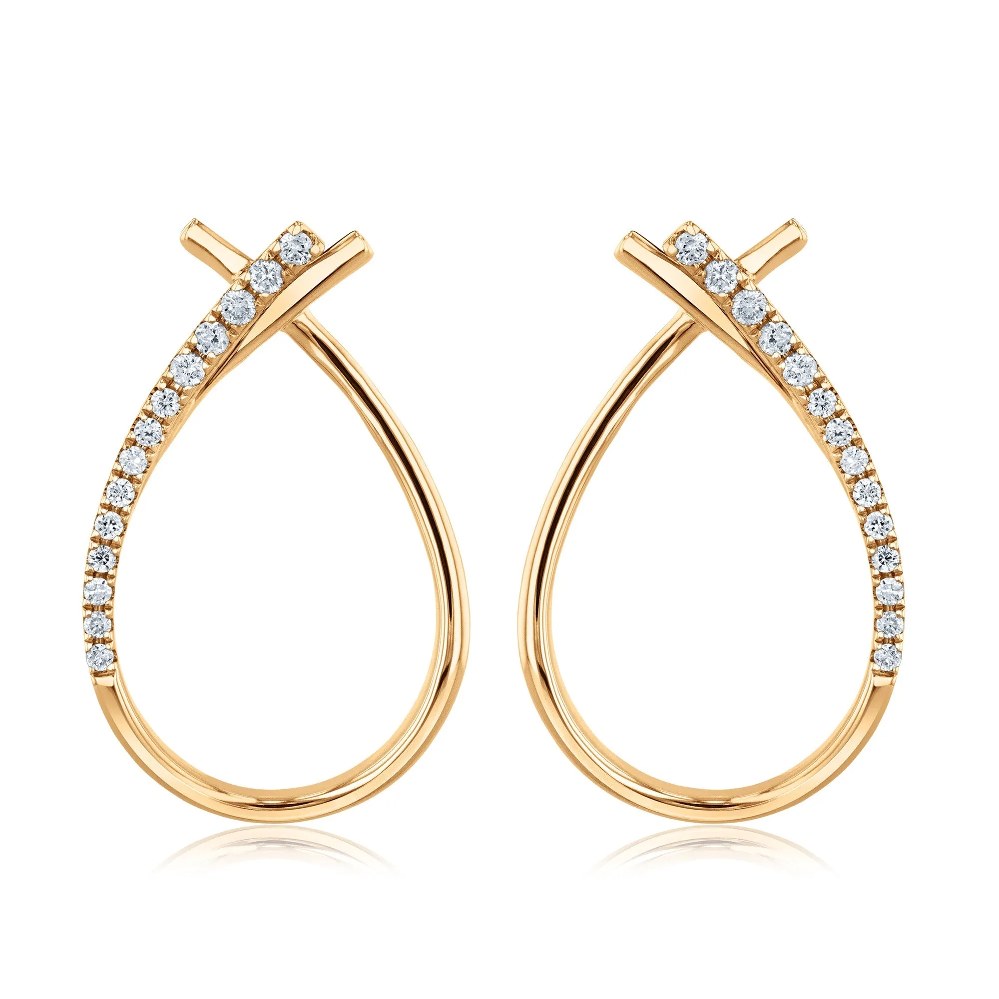 1/8ctw Diamond Yellow Gold Open Teardrop Earrings