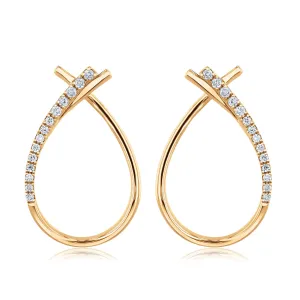 1/8ctw Diamond Yellow Gold Open Teardrop Earrings