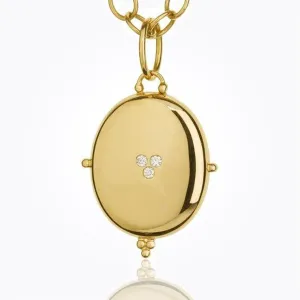 18K Classic Locket with gypsy set diamond