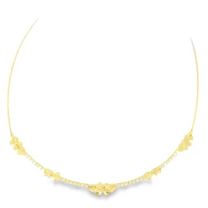 18k Diamond Five Station Flower Motif Necklace