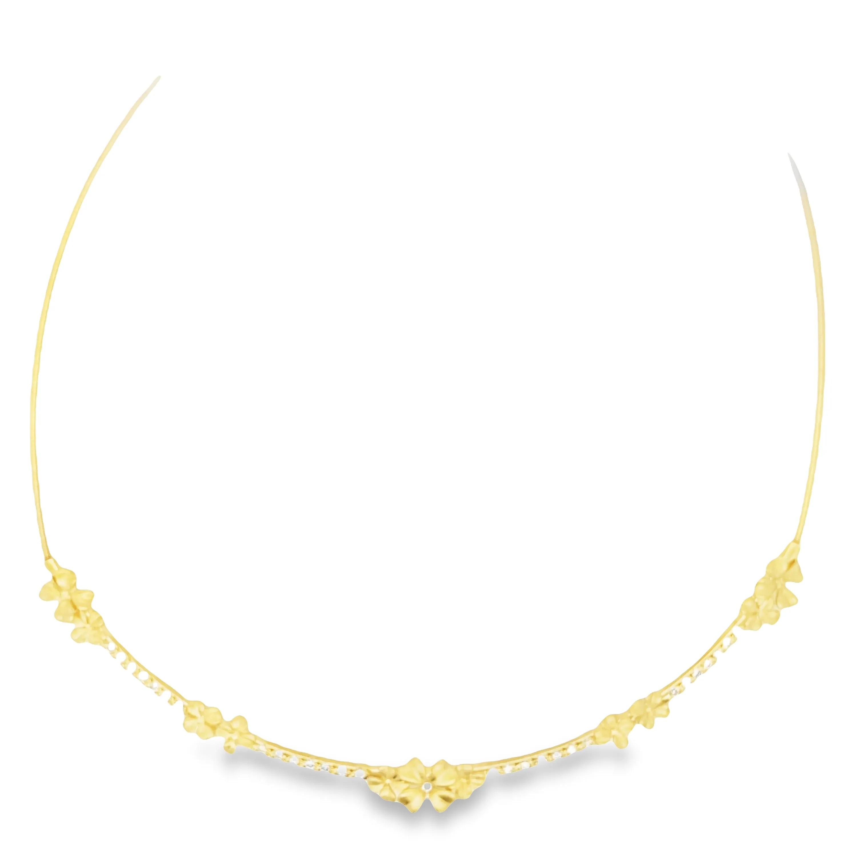 18k Diamond Five Station Flower Motif Necklace