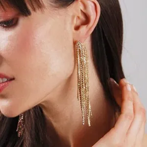 18k Gold Embellished Chandelier Statement Earrings