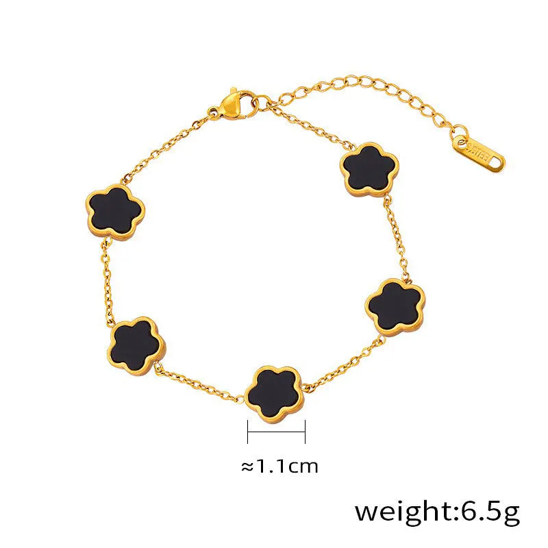 18K gold exquisite and noble flower inlaid gemstone design light luxury style earrings bracelet necklace set