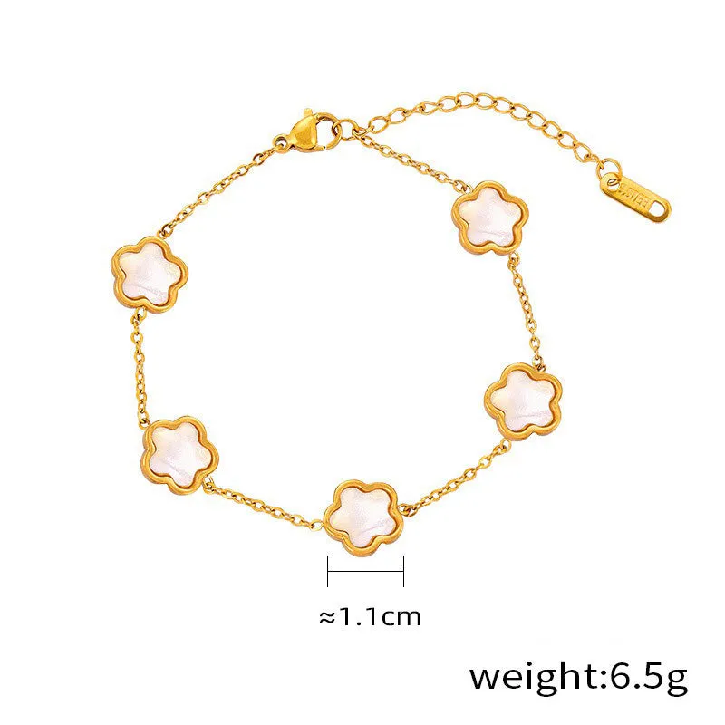 18K gold exquisite and noble flower inlaid gemstone design light luxury style earrings bracelet necklace set