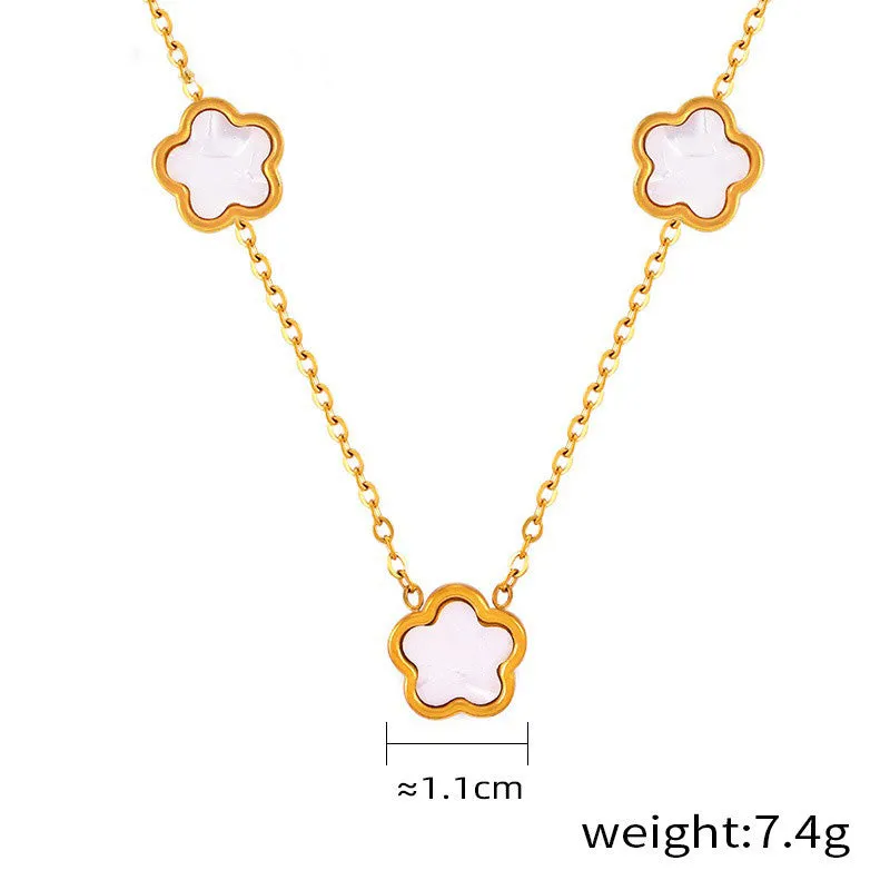 18K gold exquisite and noble flower inlaid gemstone design light luxury style earrings bracelet necklace set