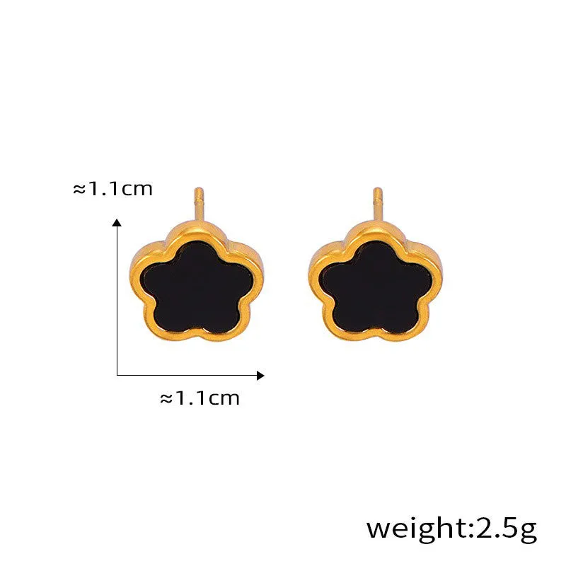 18K gold exquisite and noble flower inlaid gemstone design light luxury style earrings bracelet necklace set