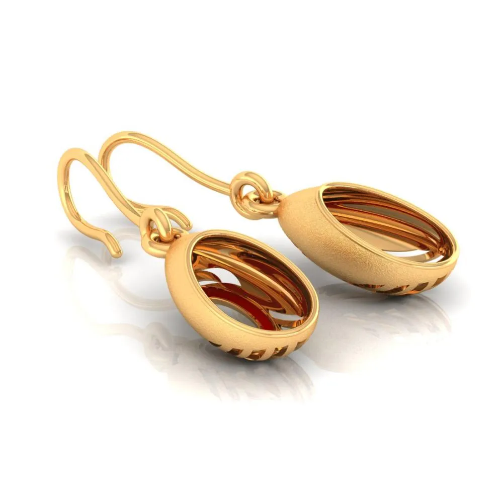 18k Oval-shaped Gold Earrings With A Distinctive Design