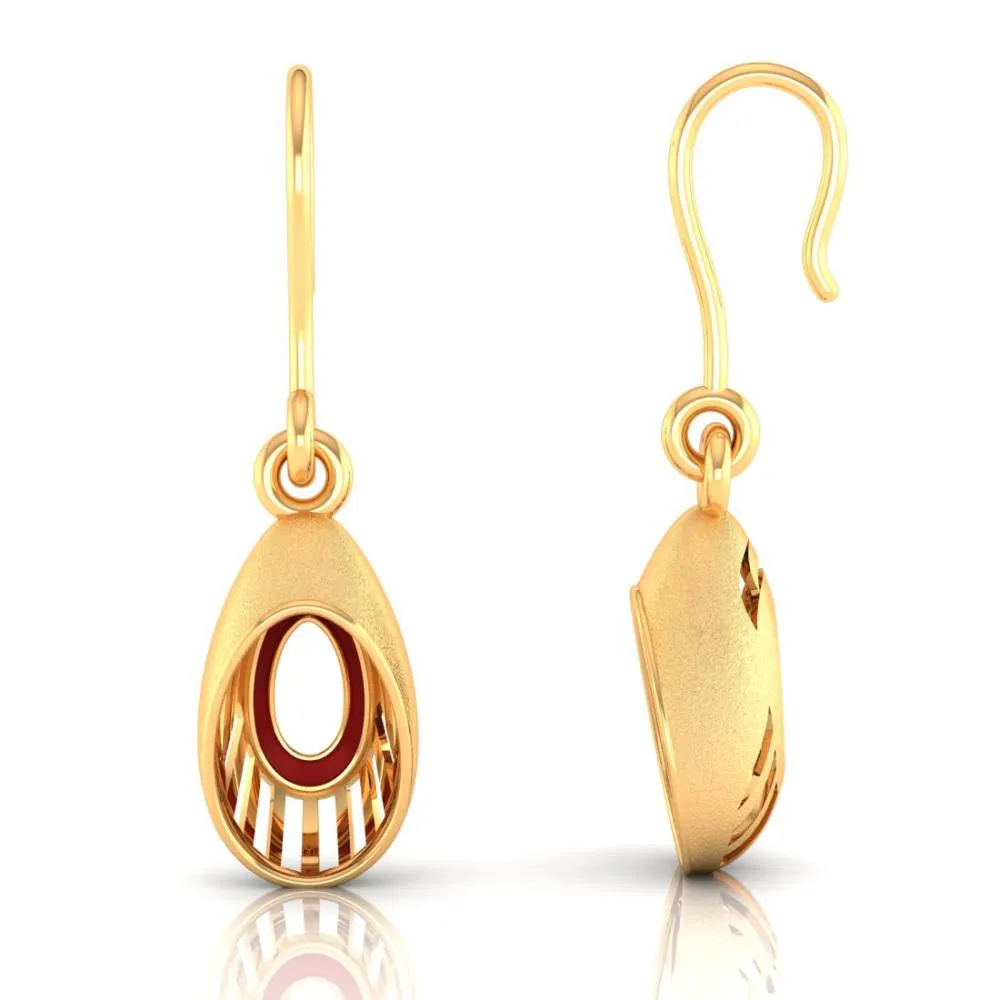 18k Oval-shaped Gold Earrings With A Distinctive Design