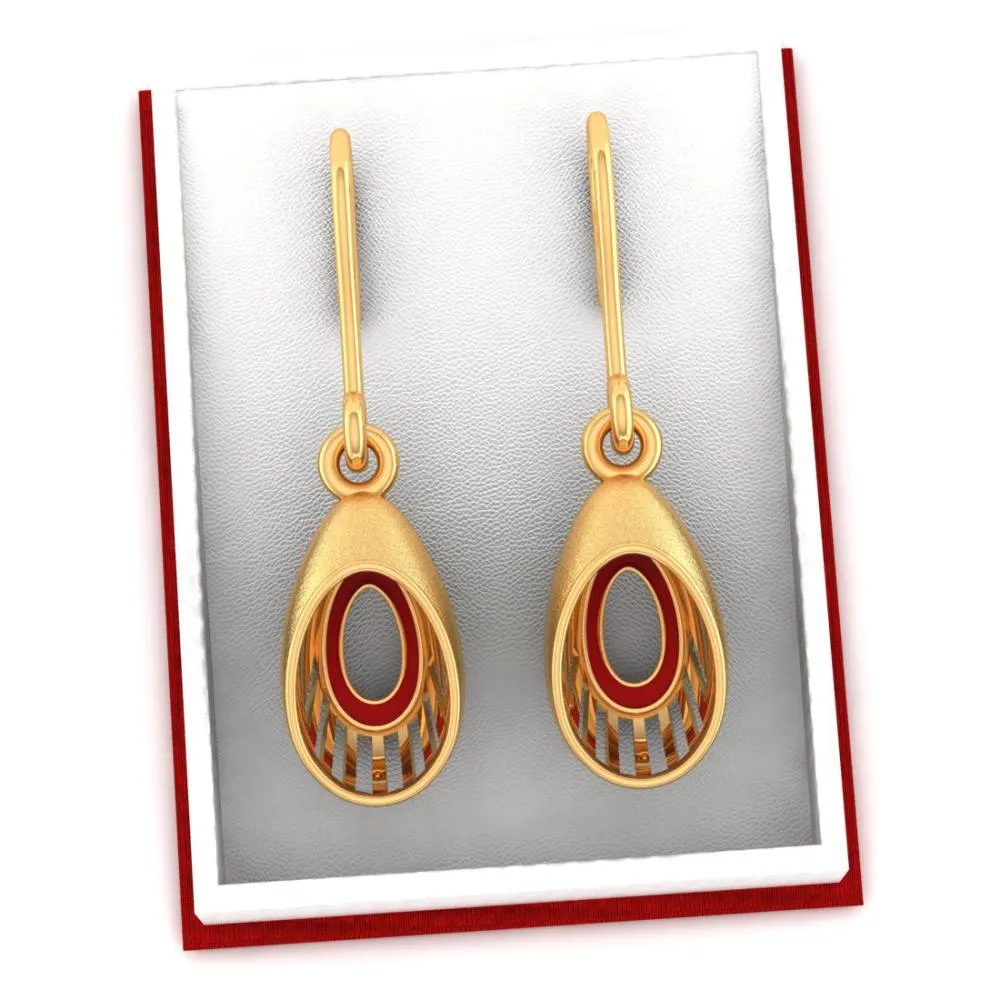 18k Oval-shaped Gold Earrings With A Distinctive Design