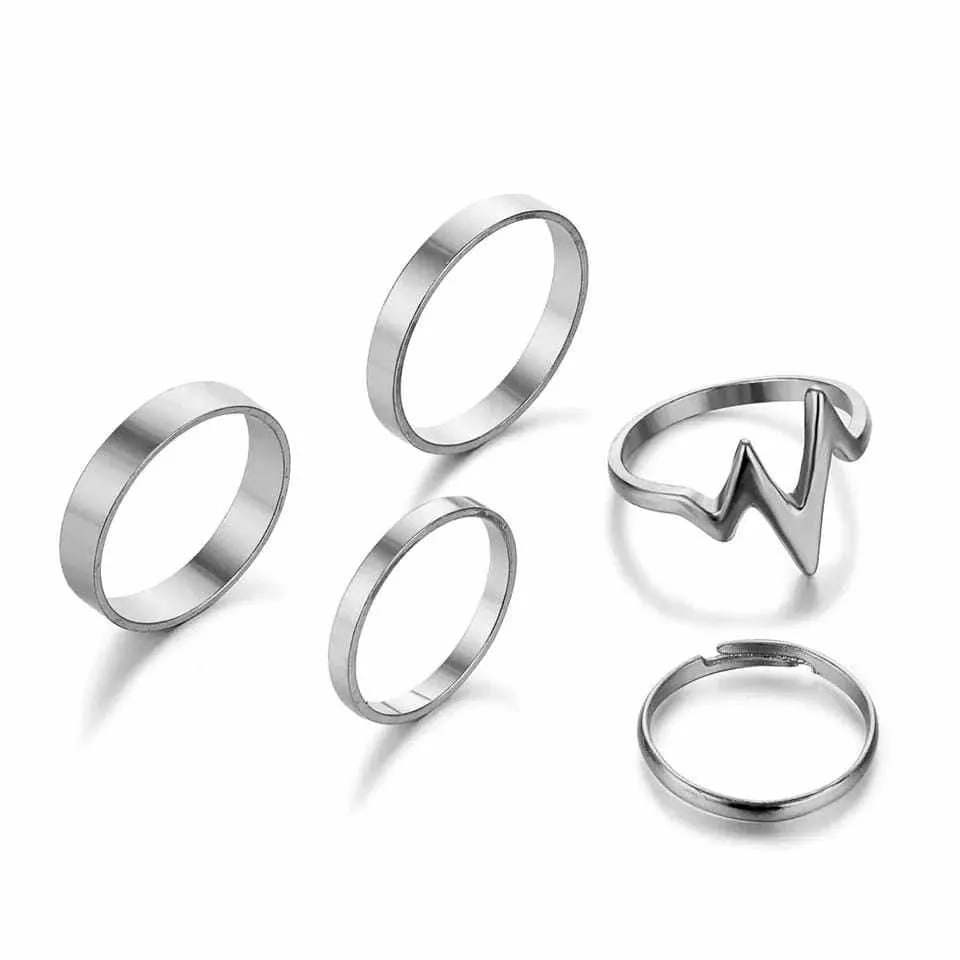 5pcs Thunderbolt Knuckle Rings Set