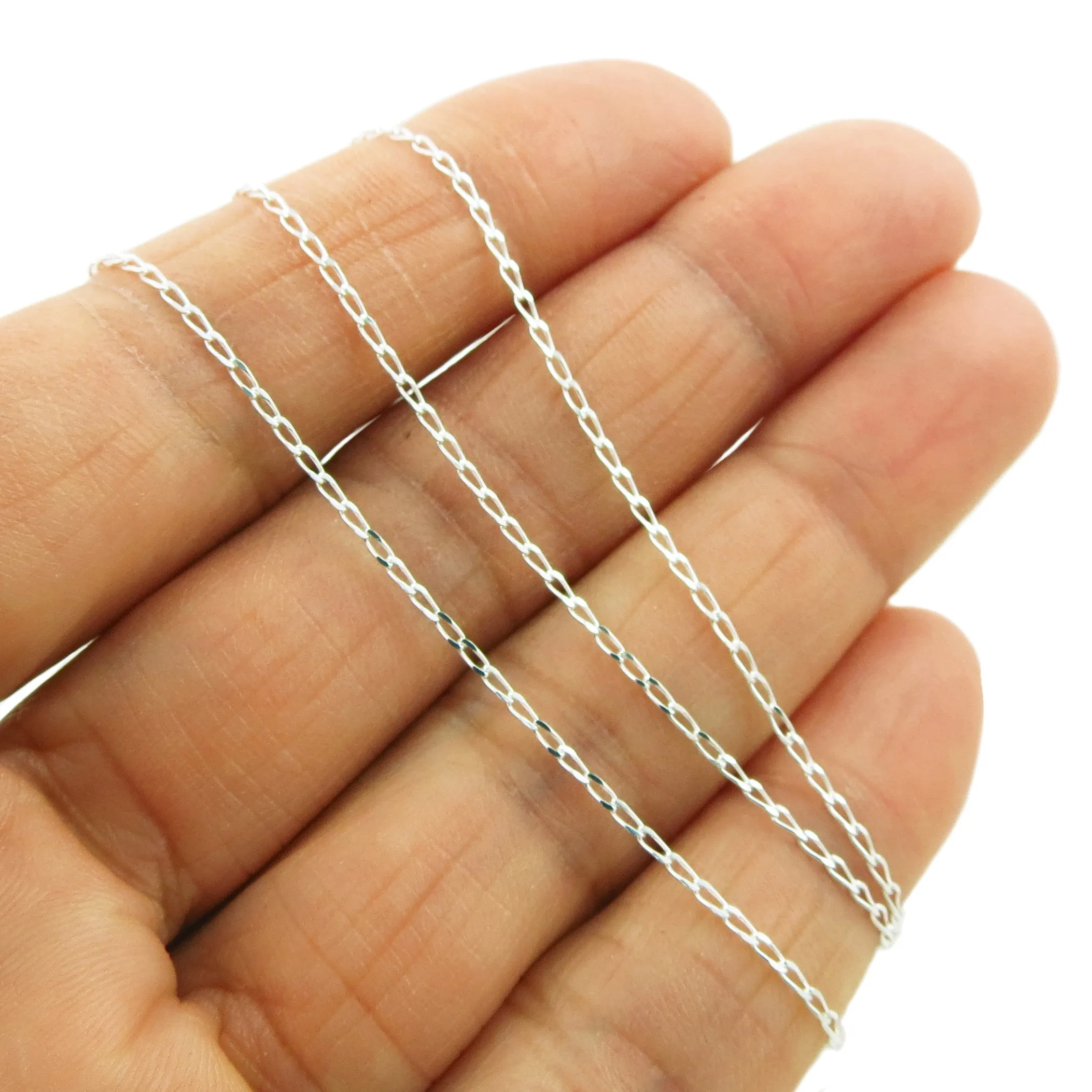 925 Silver Curb Chain Necklace 16" to 30"