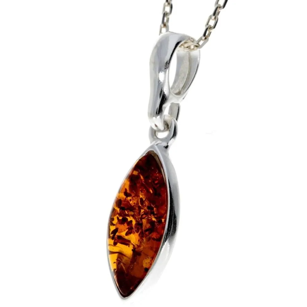 925 Sterling Silver & Baltic Amber Classic Pendant - K334