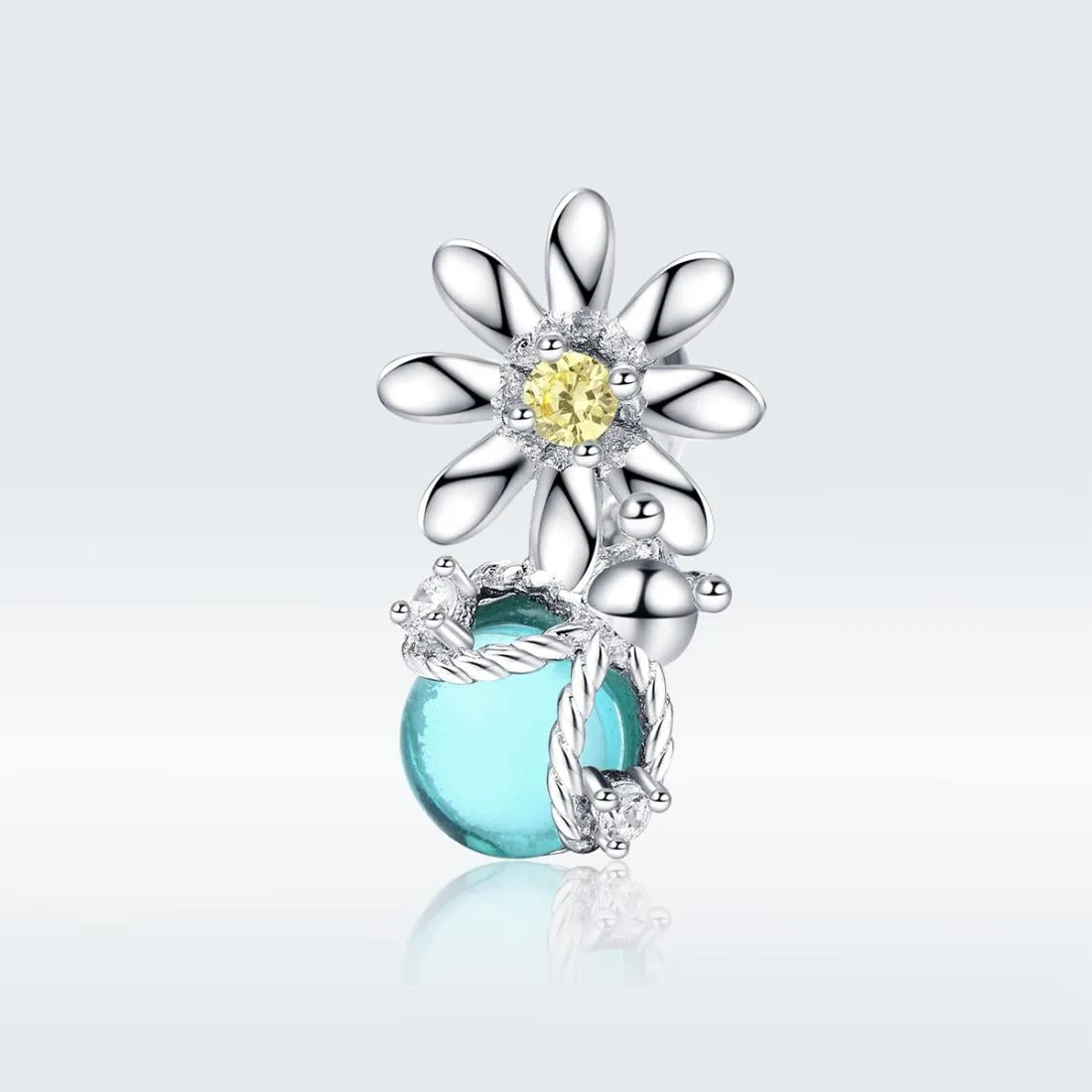 925 Sterling Silver Daisy & Firefly Crystal Bead Bracelet