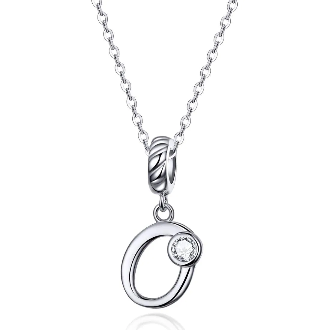 925 Sterling Silver Personalized Letter Pendant For Diy Bracelets & Necklaces Style - O