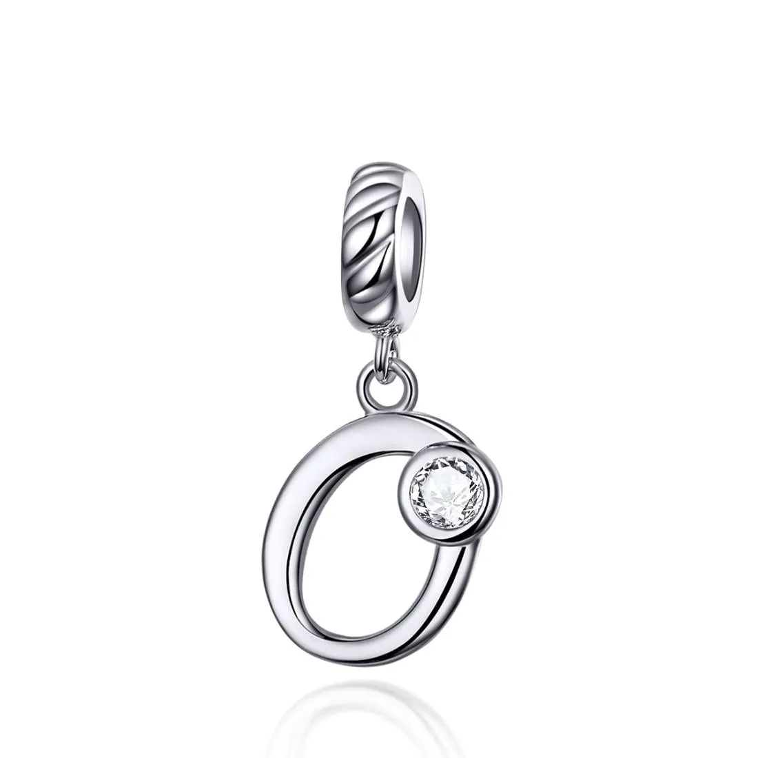 925 Sterling Silver Personalized Letter Pendant For Diy Bracelets & Necklaces Style - O