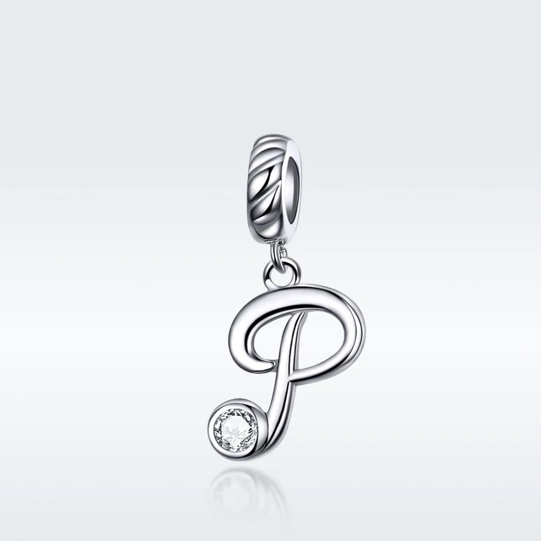 925 Sterling Silver Personalized Letter Pendant For Diy Bracelets & Necklaces Style - P