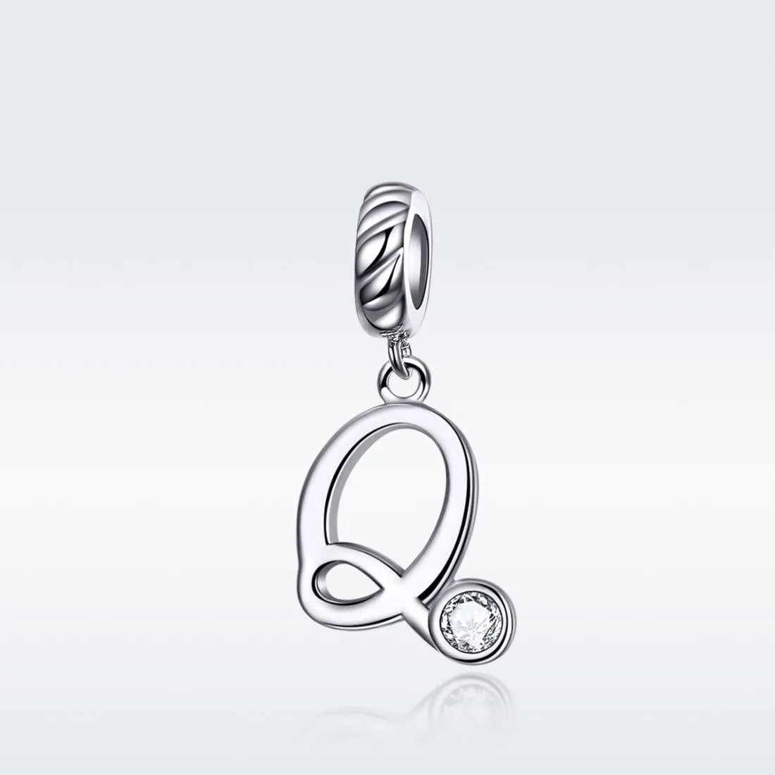 925 Sterling Silver Personalized Letter Pendant For Diy Bracelets & Necklaces Style - Q