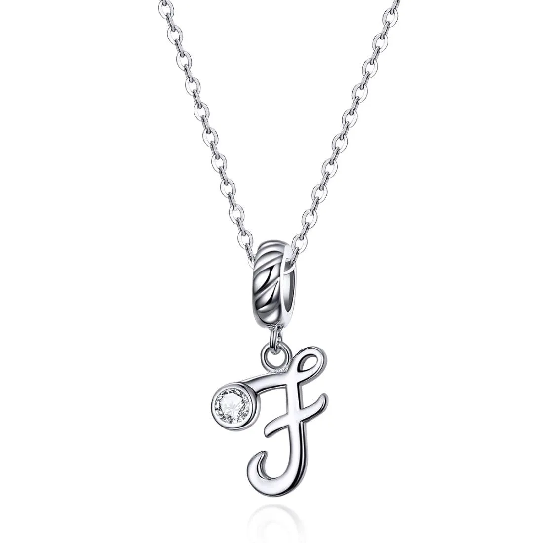 925 Sterling Silver Personalized Letter Pendant For Diy Bracelets And Necklaces Style - F