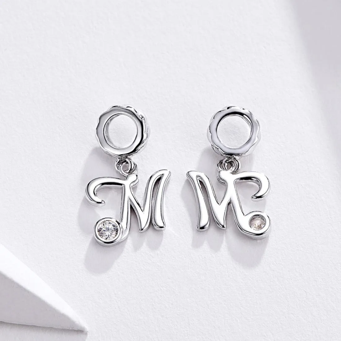 925 Sterling Silver Personalized Letter Pendant For Diy Bracelets And Necklaces Style - M