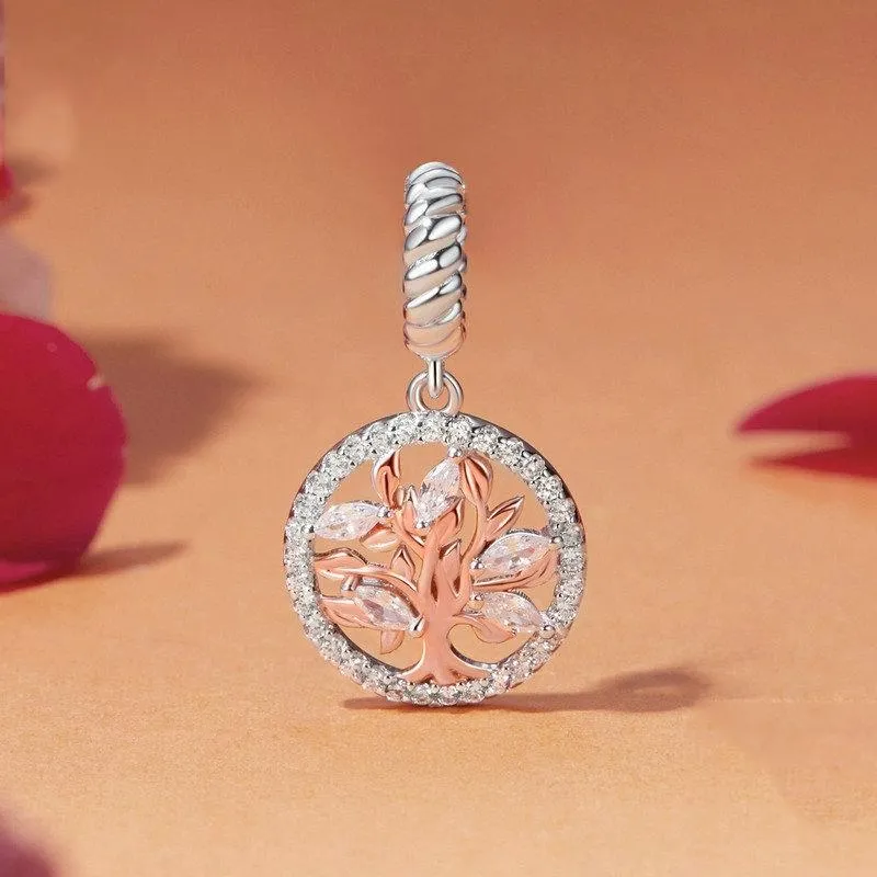 925 Sterling Silver Rose Gold Tree Of Life Pendant