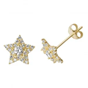 9ct Yellow Gold Zirconia Star Stud Earrings ES496