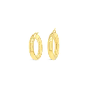9k Yellow Gold Chunky Tube Creole Earrings