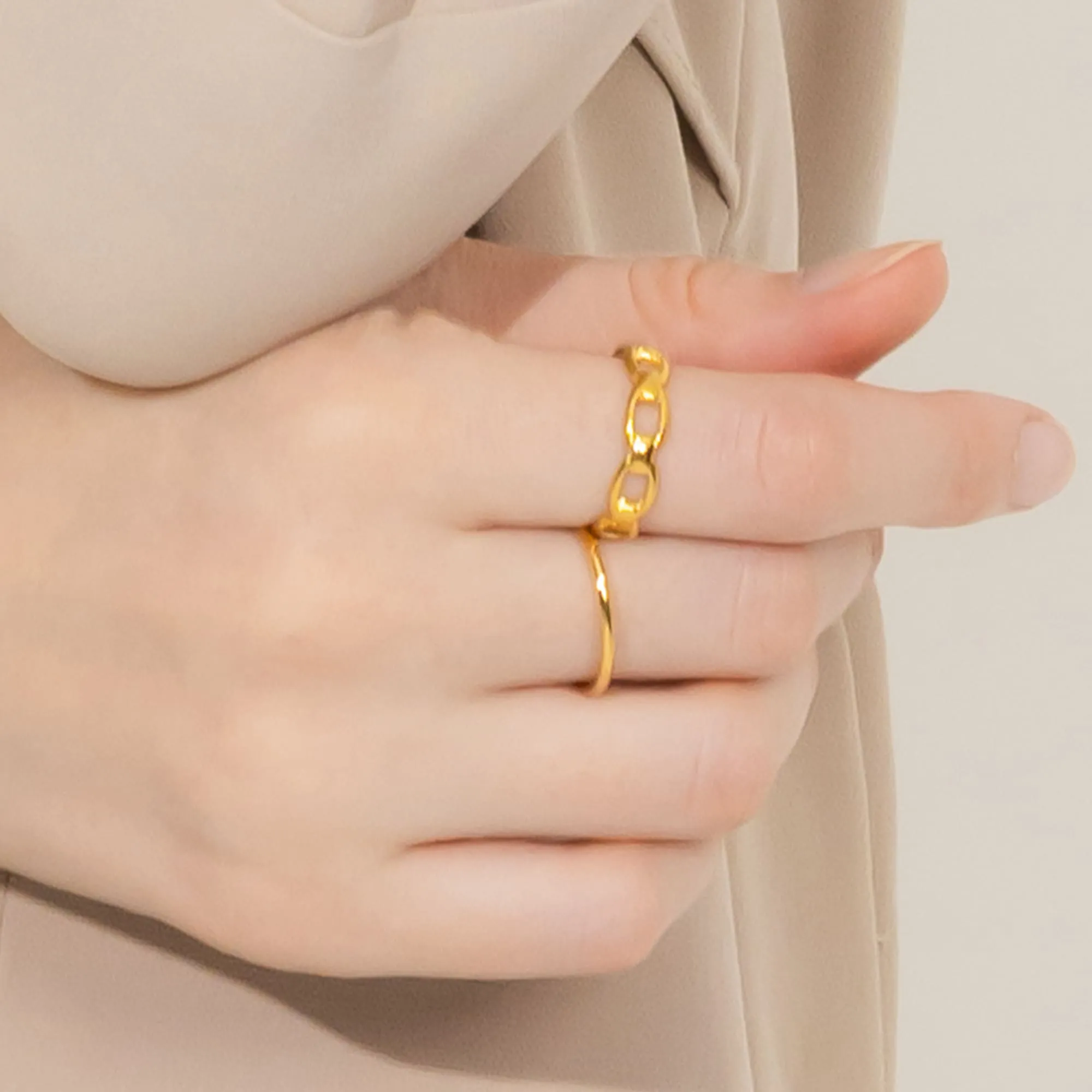 Adjustable Imperial Chain Link Ring in Gold