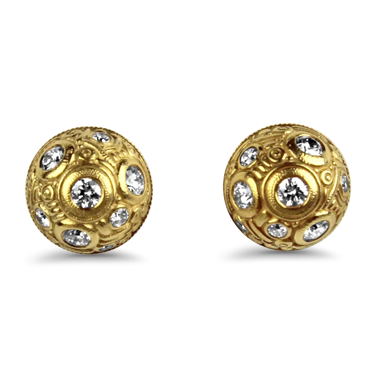 Alex Sepkus Estate 18K Yellow Gold "Orchard" Diamond Stud Earrings
