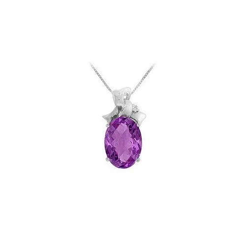 Amethyst and Diamond Pendant : 14K White Gold - 7.75 CT TGW