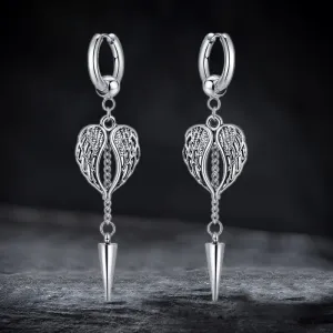 Angel Wings Stainless Steel Cone Tassel Earrings