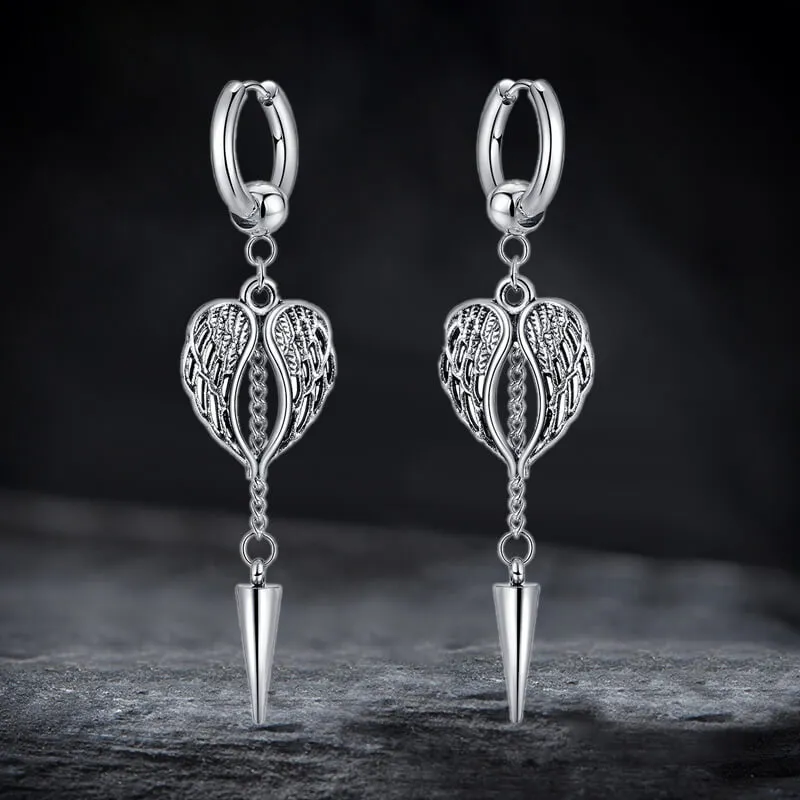 Angel Wings Stainless Steel Cone Tassel Earrings