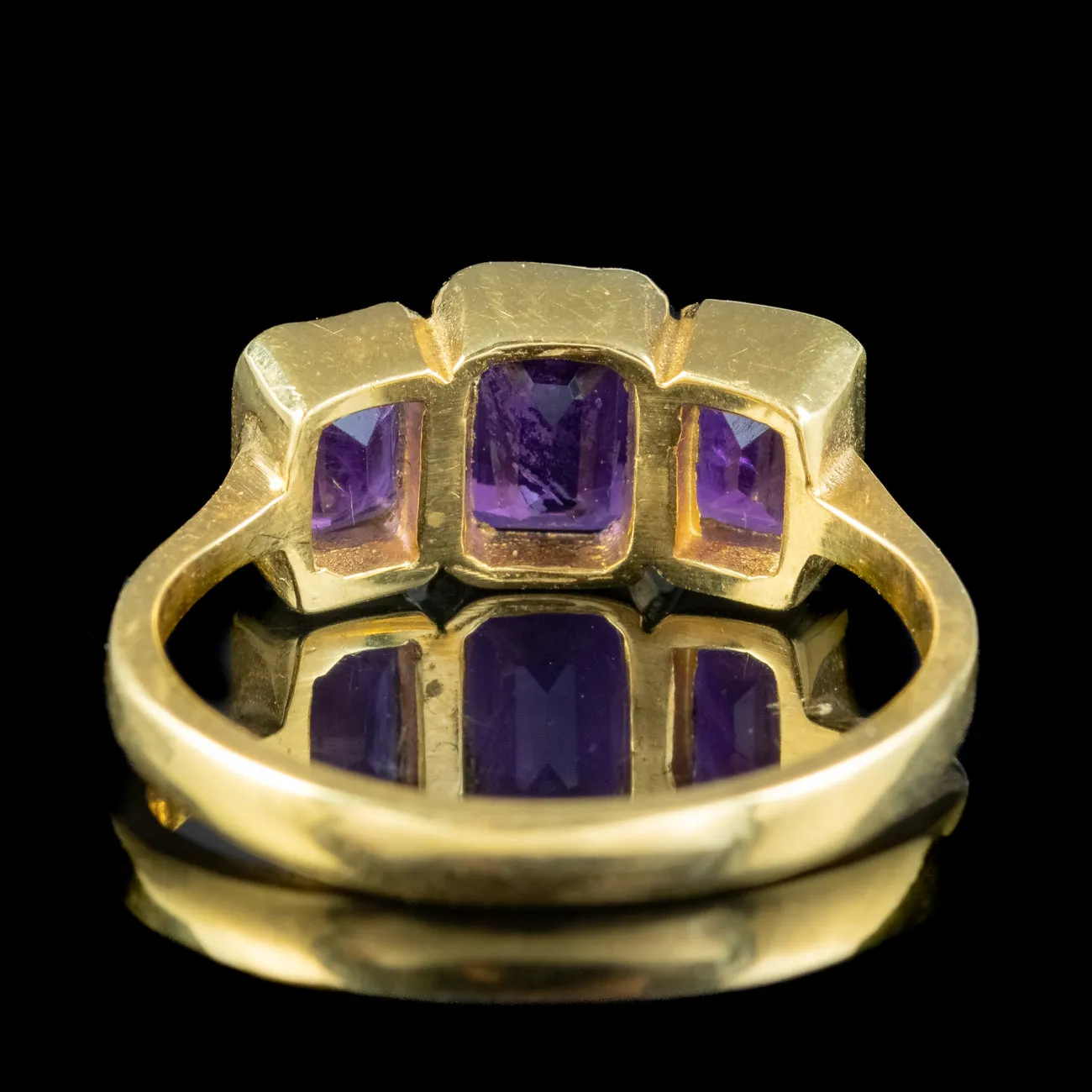 Art Deco Style Amethyst Trilogy Ring 2.2ct Total
