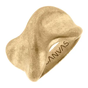 August Statement Ring in Worn Gold