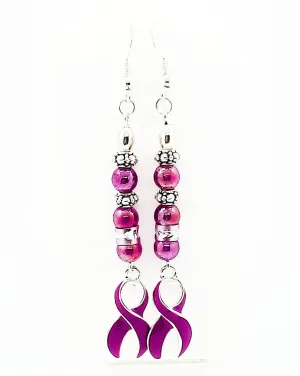 Awareness purple enamel ribbon charm Earrings by Josie