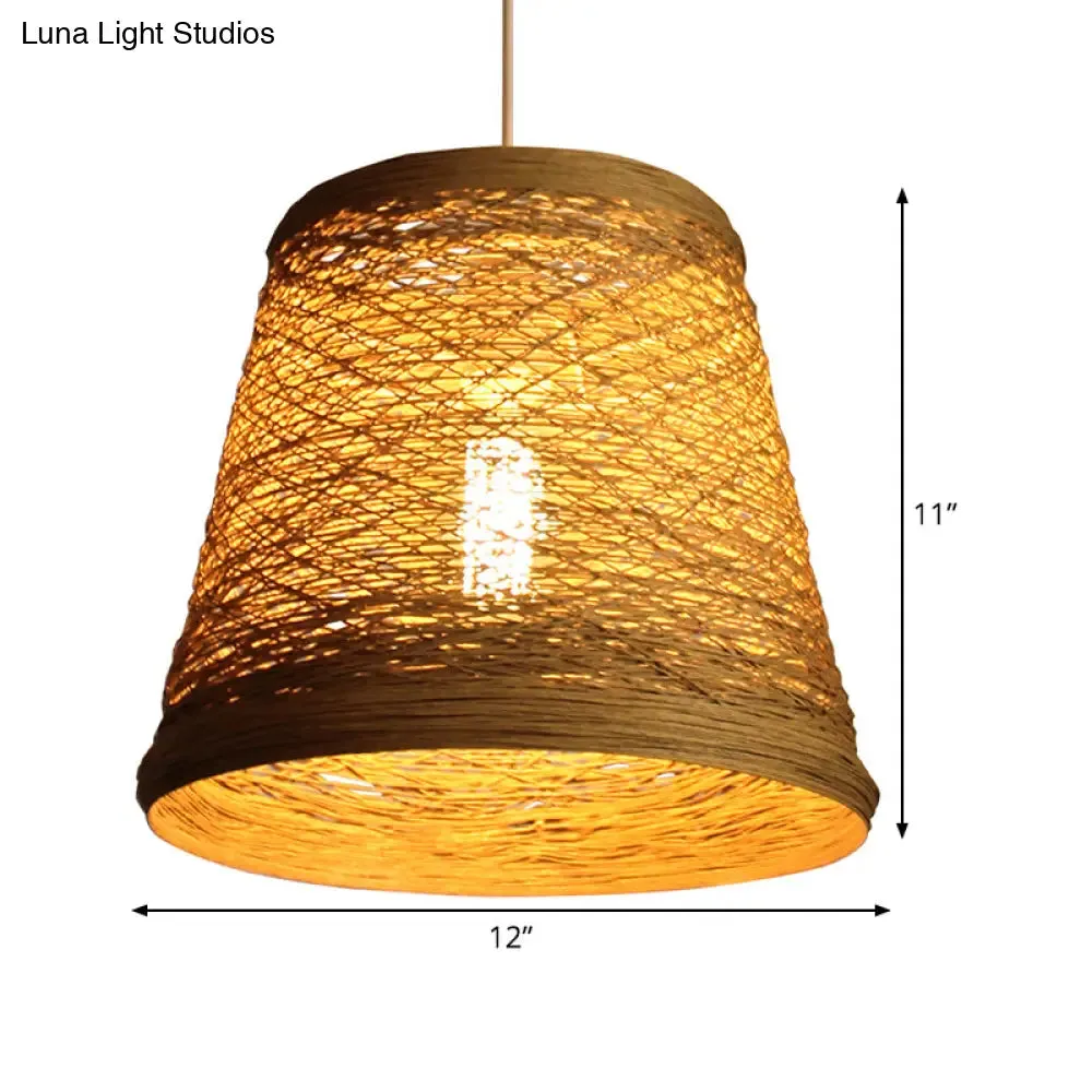 Bamboo Rattan Pendant Light - Stylish Flaxen Hanging Lamp Kit for Restaurants