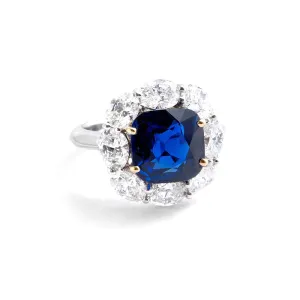 BAYCO PLATINUM & 18CT YELLOW GOLD 5.73ct BURMESE SAPPHIRE & DIAMOND RING